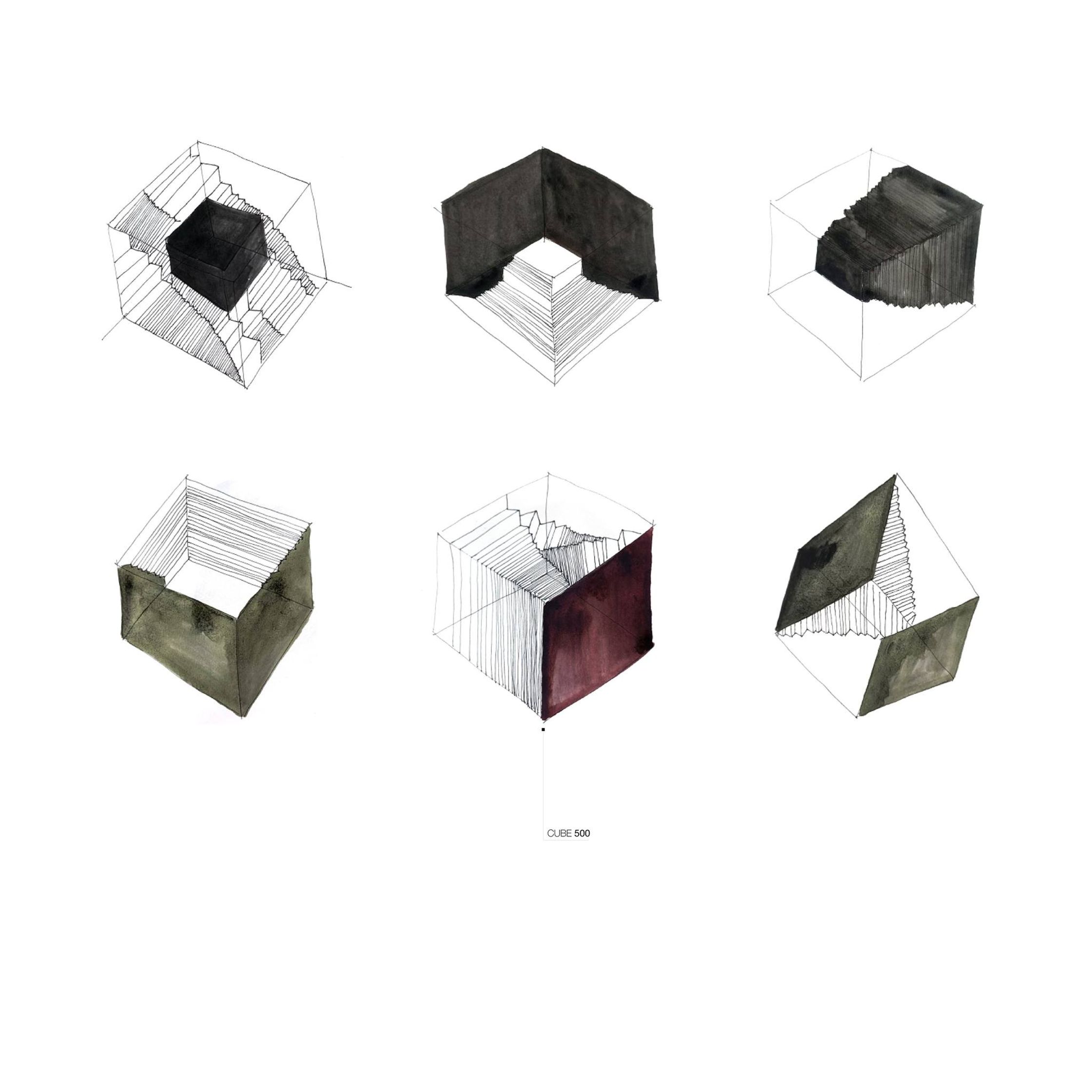 a series of drawings showing different types of cubes