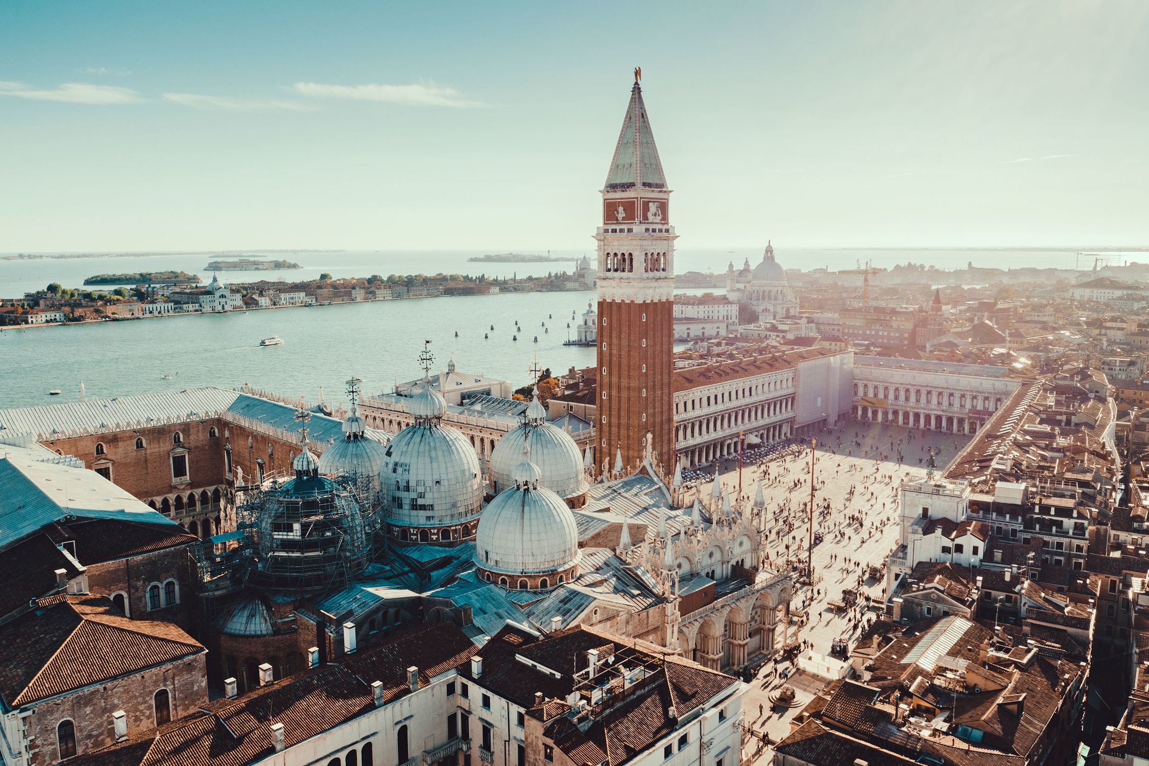 an aerial view of the city of venice, italy