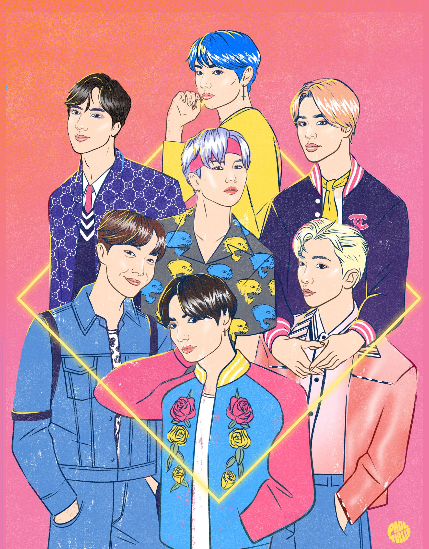 Illustration of BTS by Paul Tuller for Pretty Boys