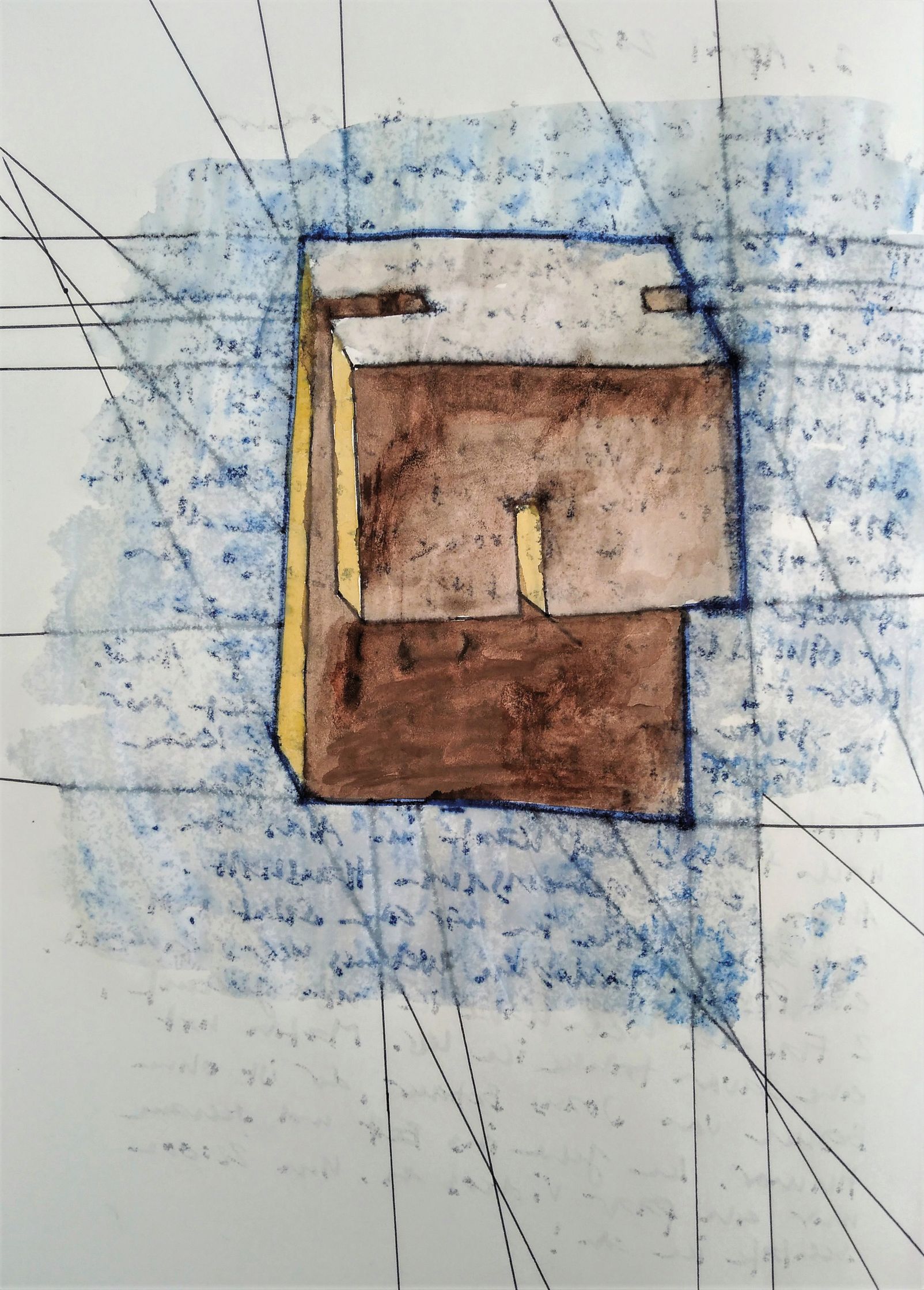 a drawing of a box on a piece of paper