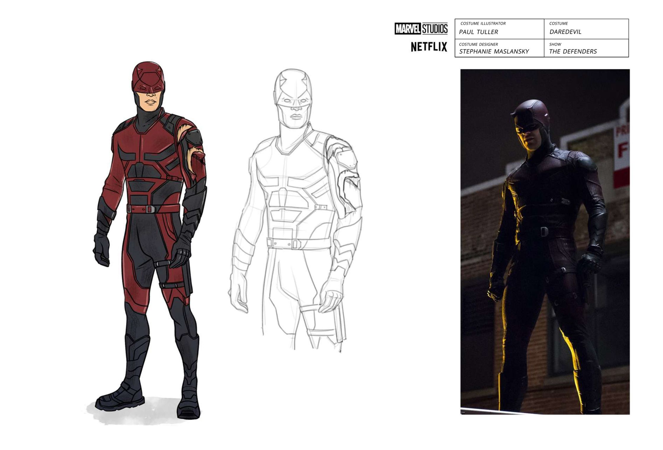 Costume Illustrations by Paul Tuller of Daredevil for The Defenders, costume design