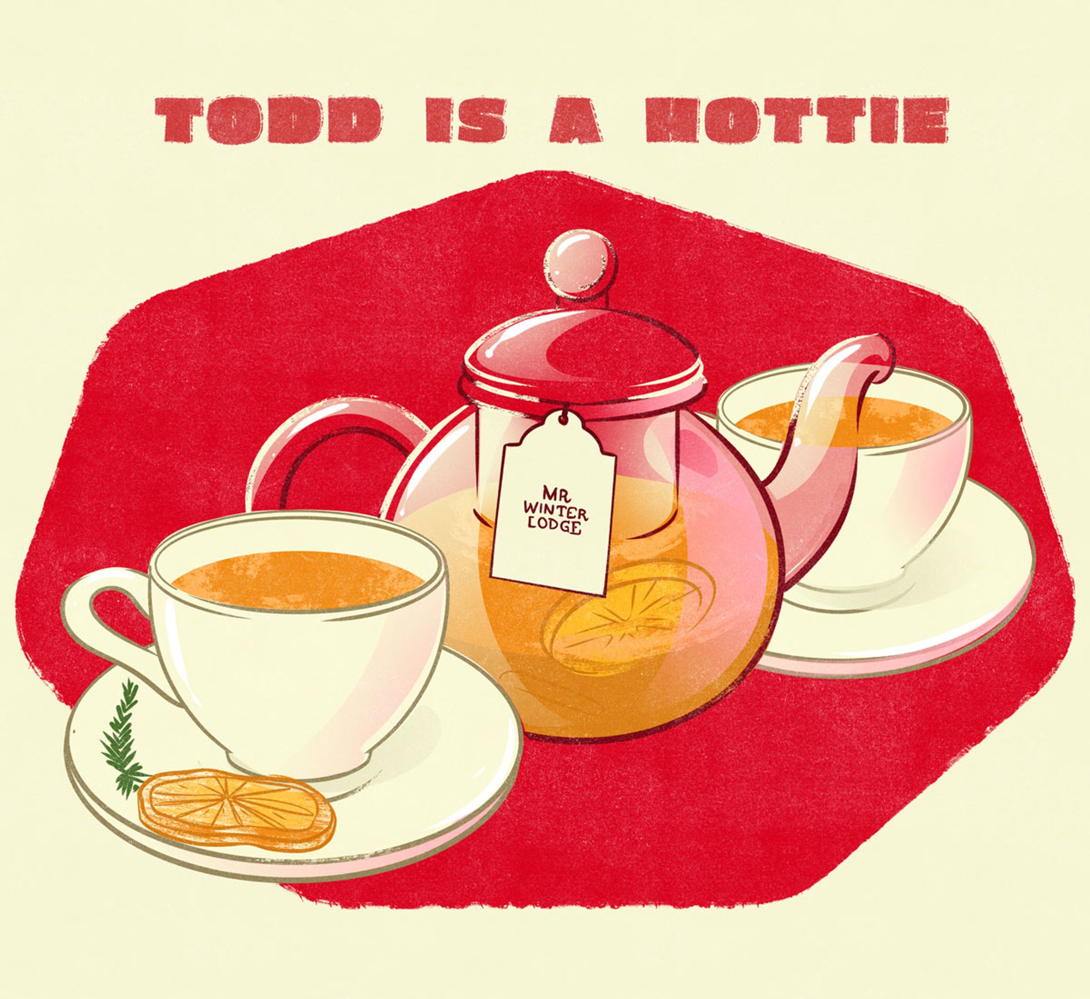 todd is a hottie, hot toddy cocktail illustration by Paul Tuller for Coolhunting