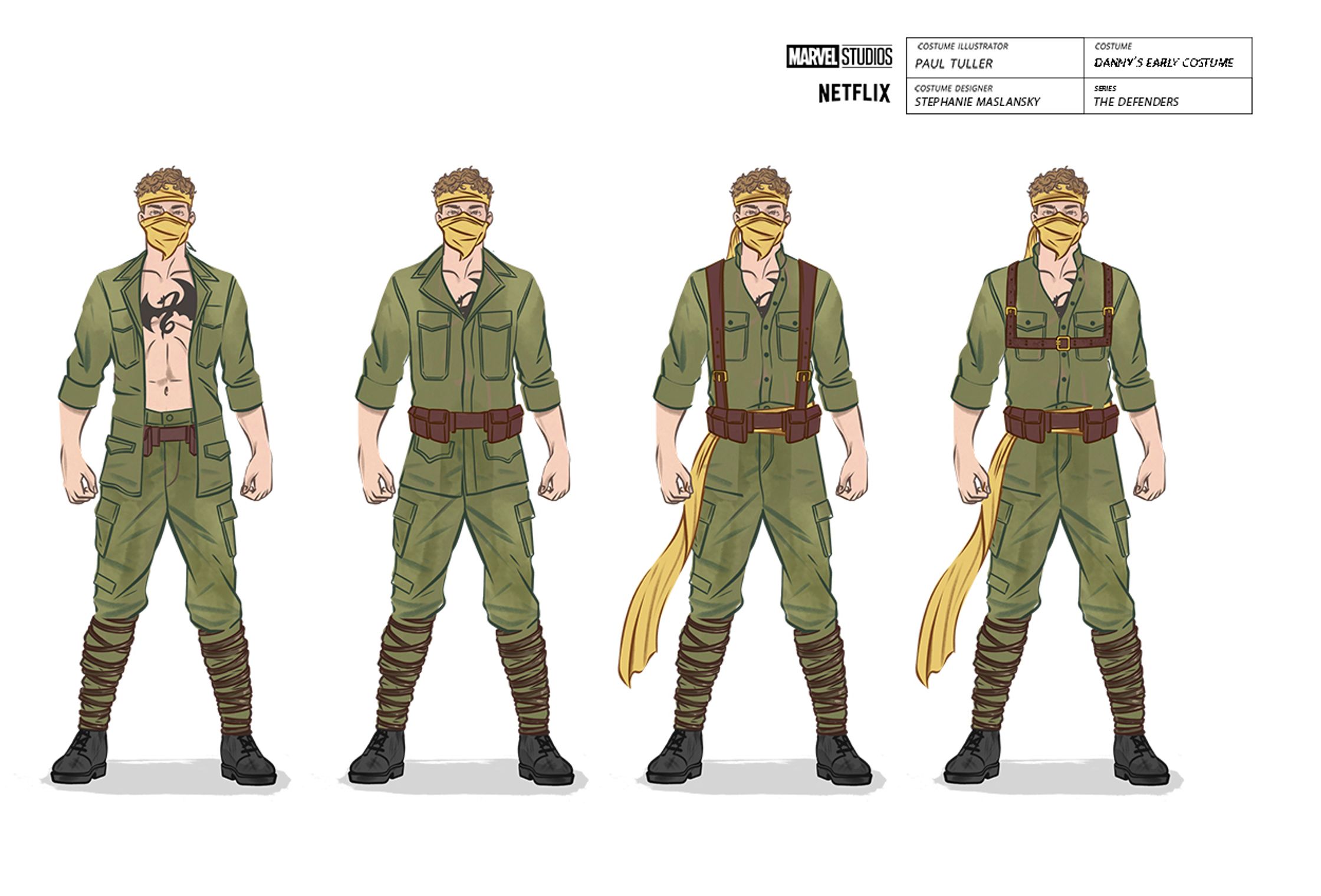 Costume Illustrations by Paul Tuller of Danny for Iron Fist, early costume