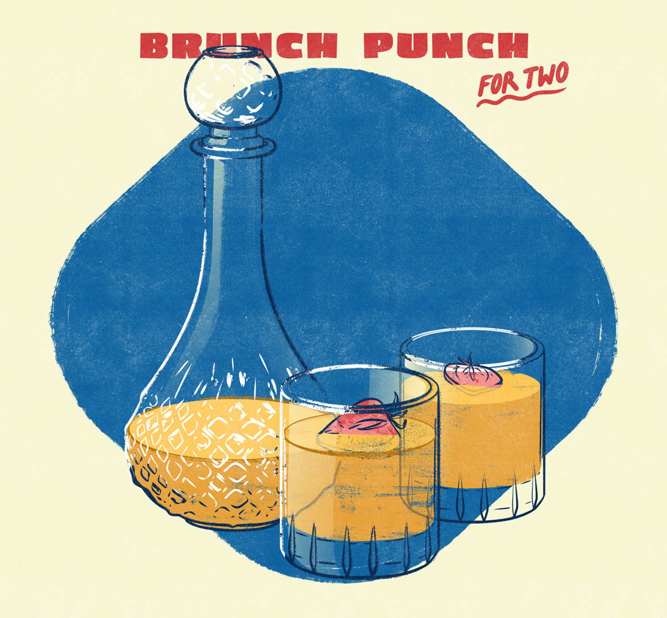 brunch punch for two, cocktail illustration by Paul Tuller for CoolHunting