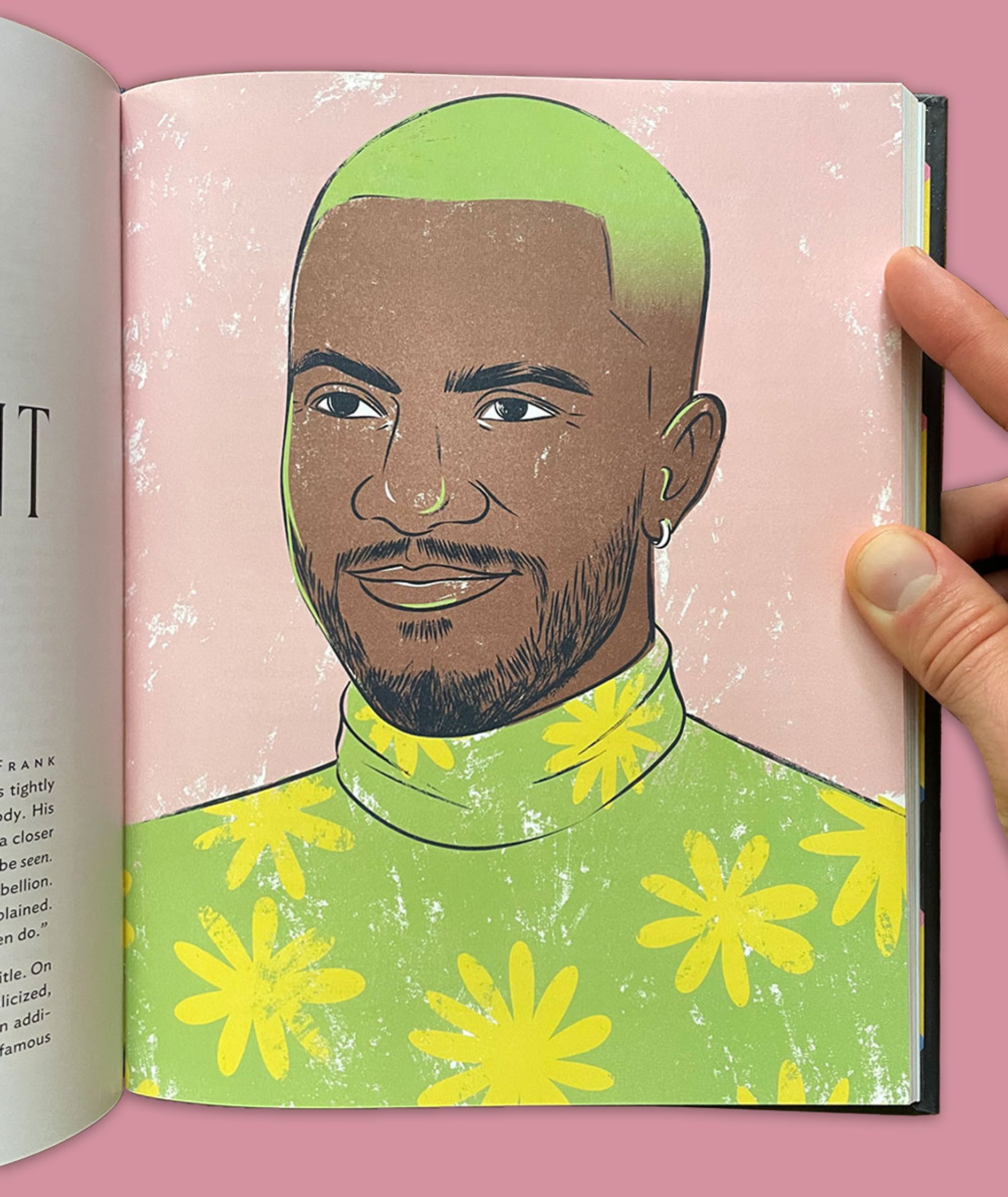 Frank Ocean illustration in the book Pretty Boys by Paul Tuller