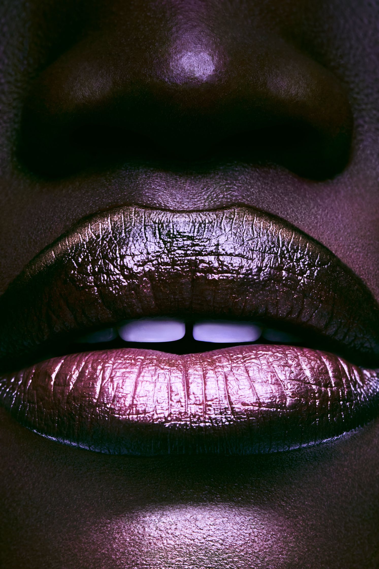 a close up of a black woman's lips