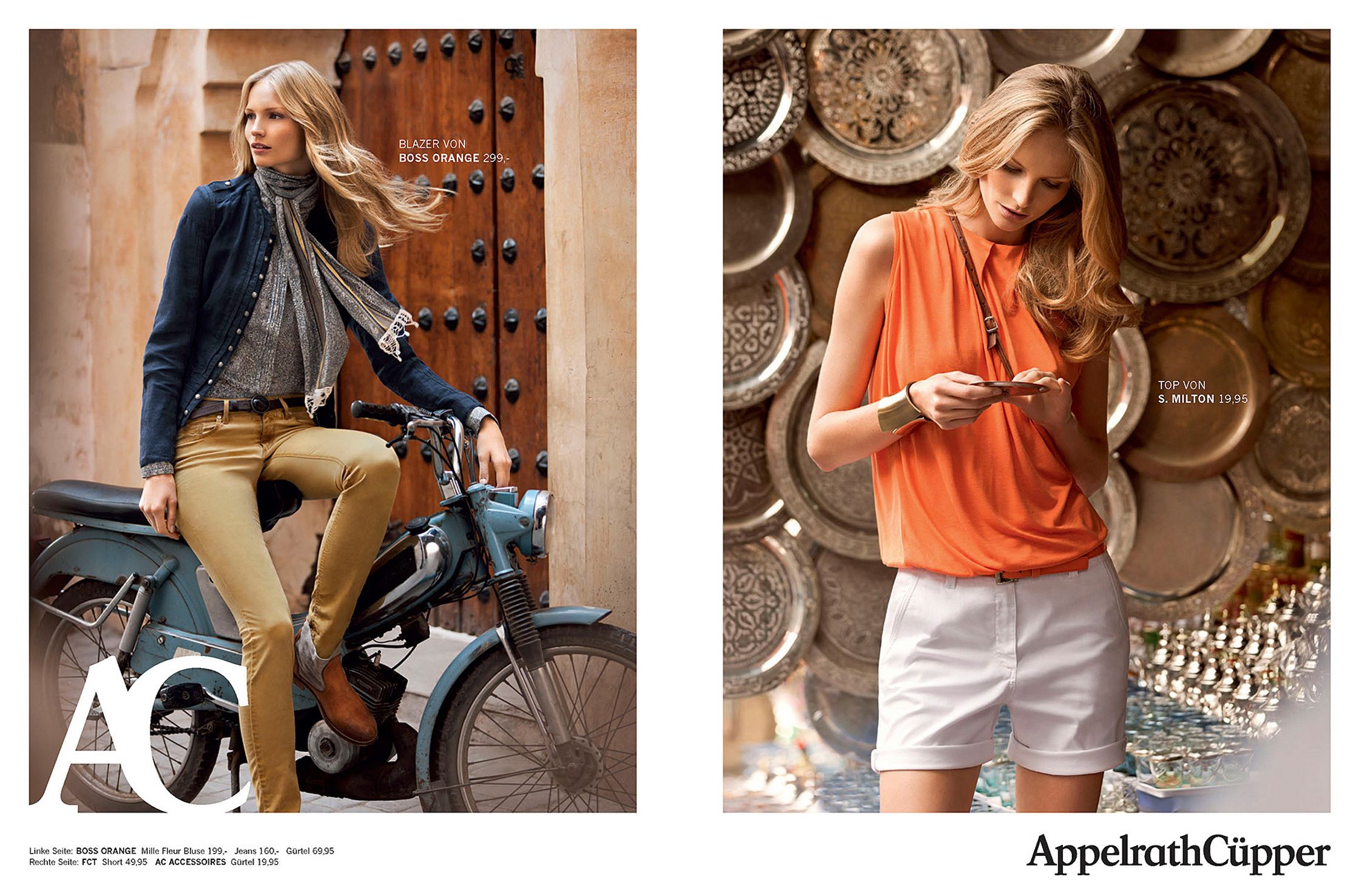 a woman is posing on a motorcycle fashion retouche