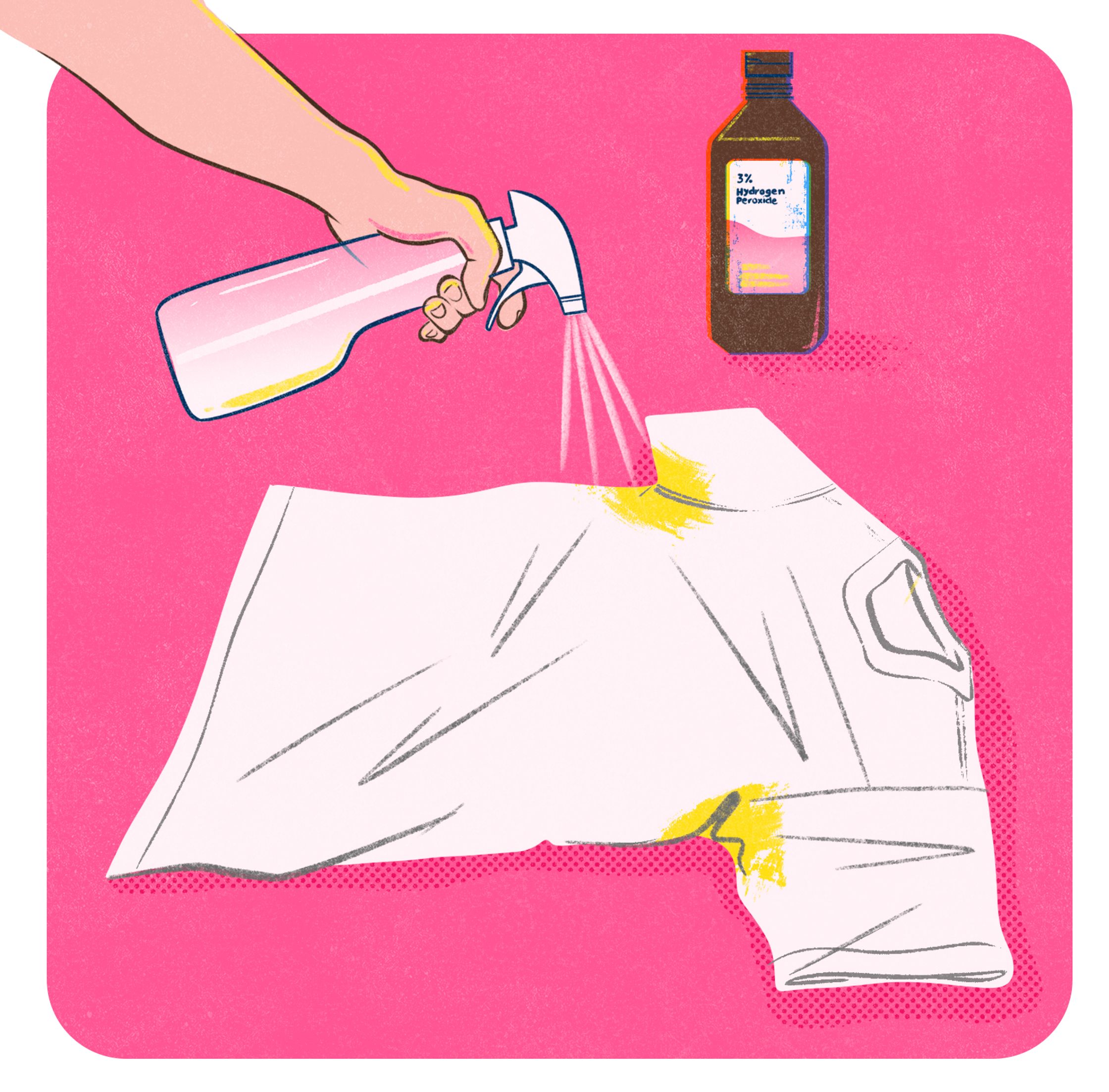 Editorial illustration by Paul Tuller of removing pit stains from a shirt for The Wall Street Journal