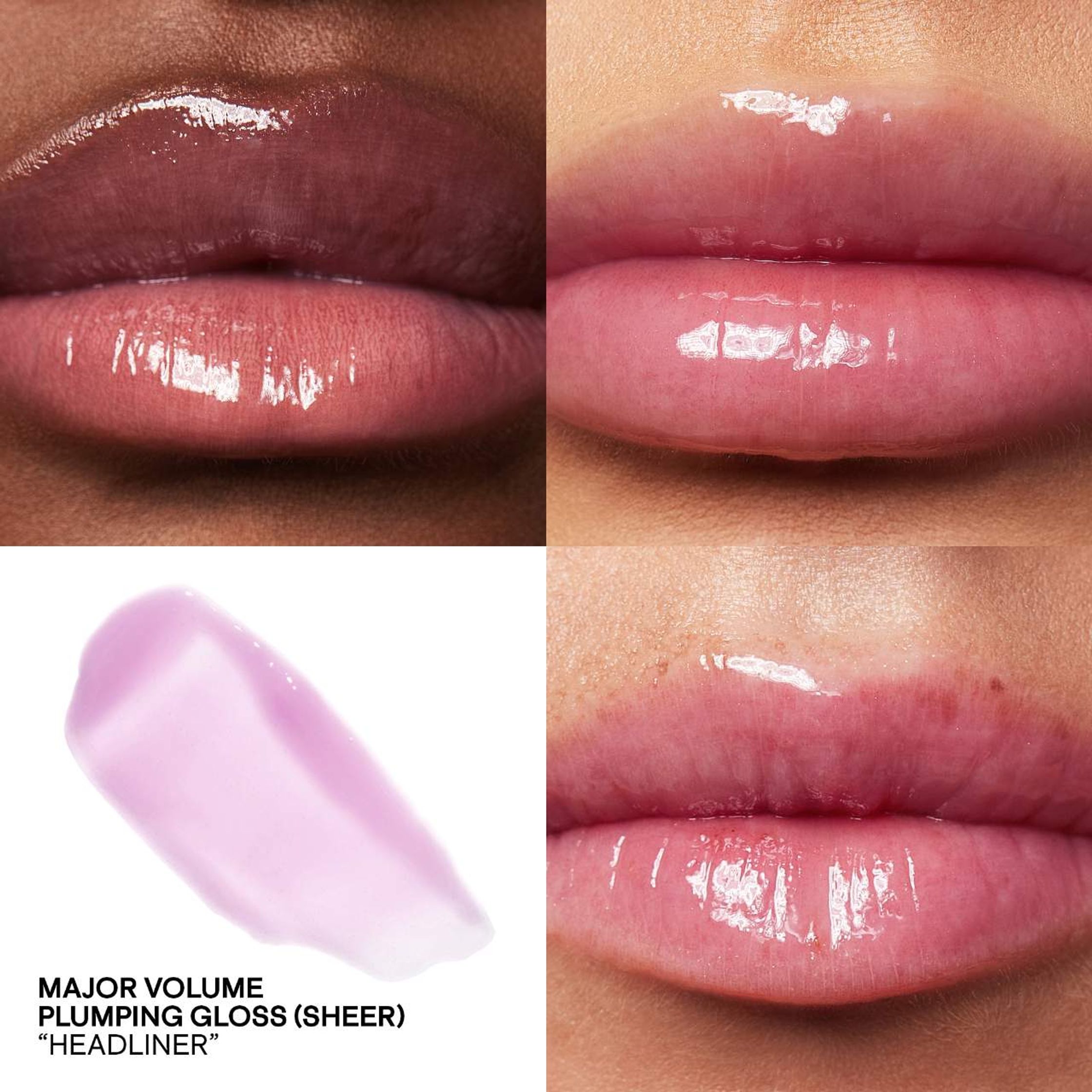 swatches of the major volume lip gloss
