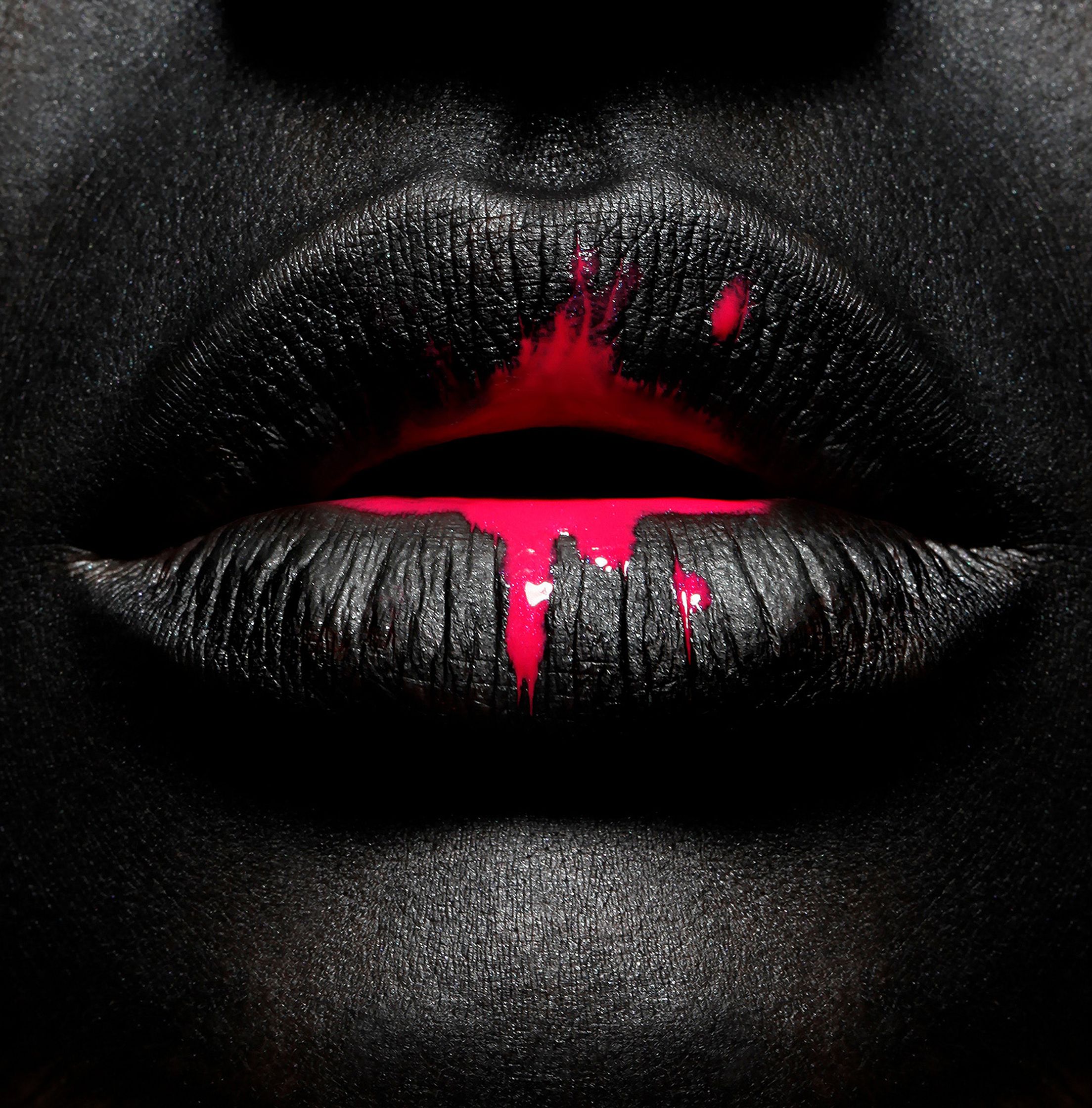 a close up of a woman's lips with pink paint on them beauty Retouch Hamburg