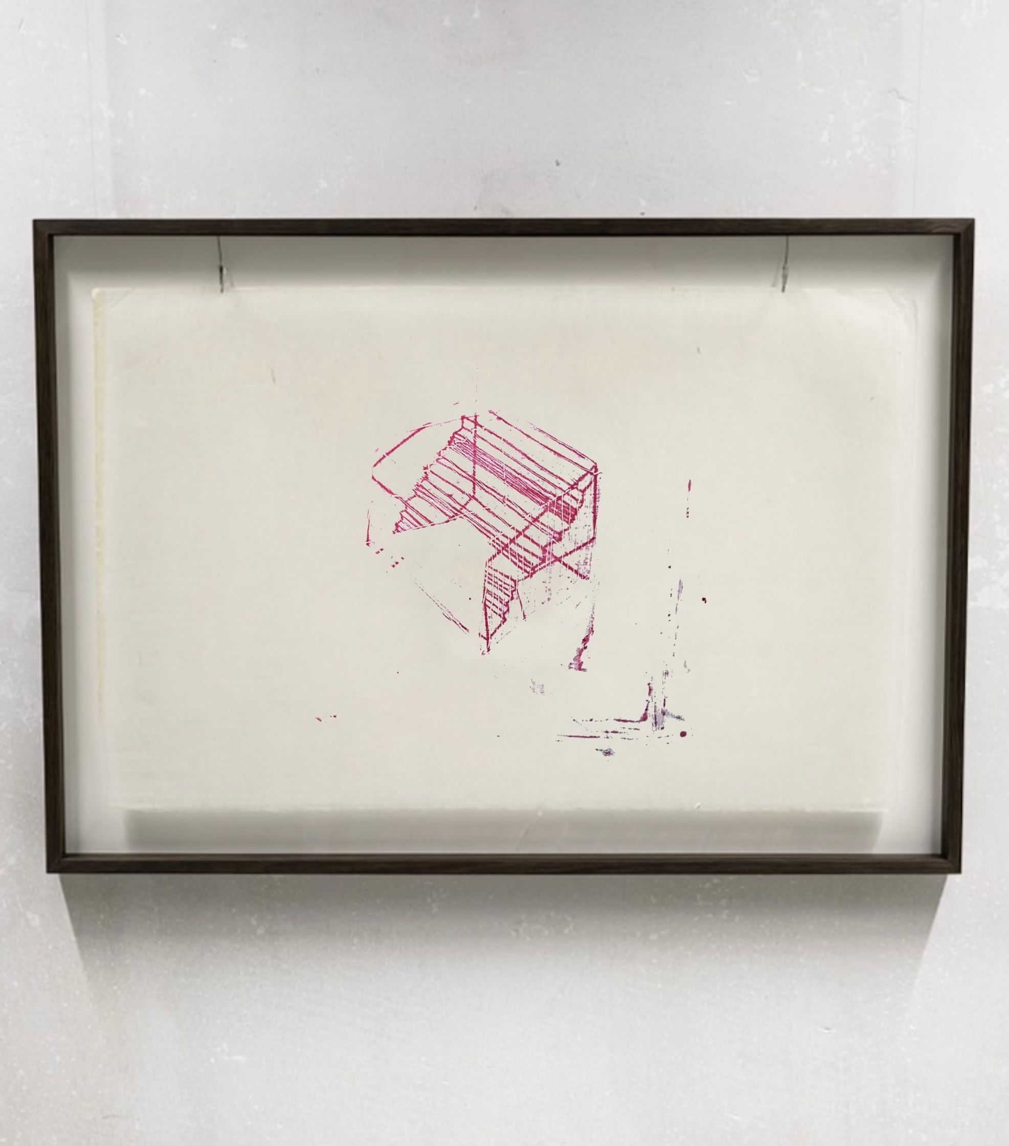 a framed piece of paper with a drawing on it