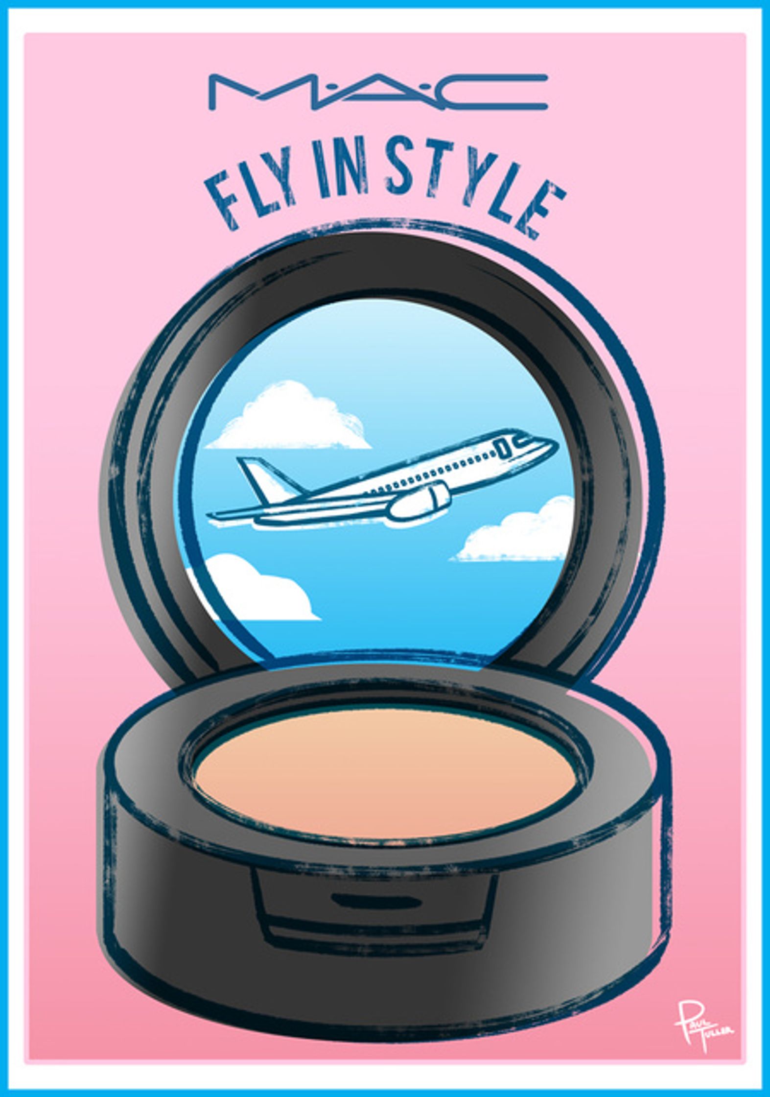 mac cosmetics fly in style blush makeup illustration by Paul Tuller