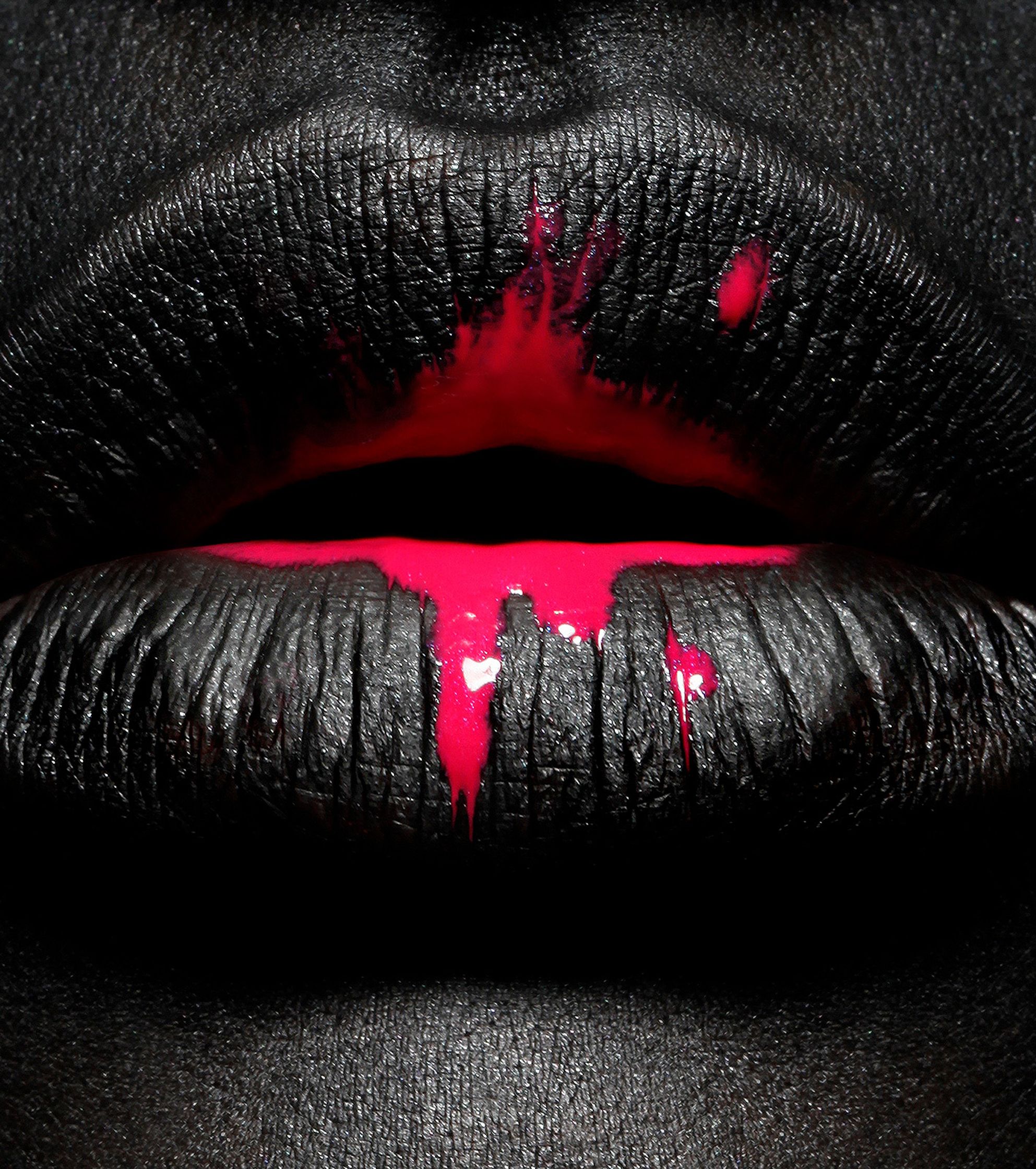 a close up of a black woman's lips with pink paint on them beauty Retouch Hamburg