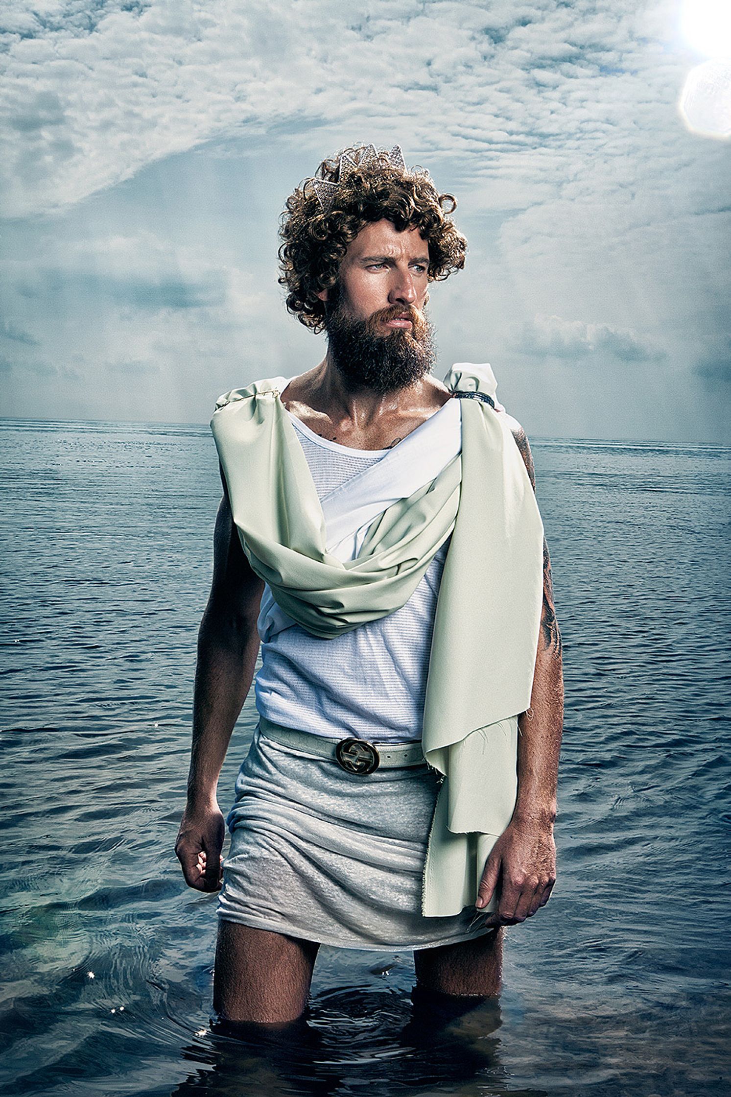 a bearded man standing in the water Creative Retouching Hamburg