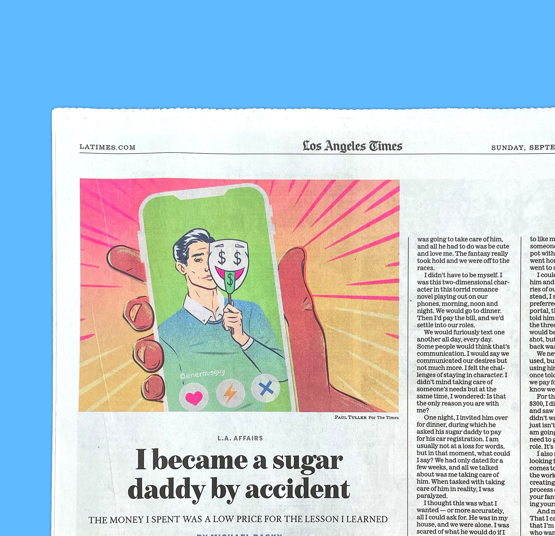 Sugar Daddy illustration  in the Los Angeles Times newspaper by Paul Tuller